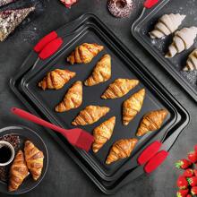 Baking Sheet Set, 3-Piece Cookie Sheet Set With Silicone Handles, Steel Baking Pans Set, Baking Sheets For Oven, Cookie Sheets For Baking Nonstick Set, Sheet Pan - Black Baking Pan - Black - View 3