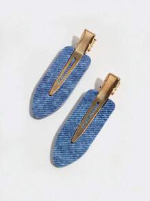 6pcs/Set Vintage Denim Blue Hair Clips, Elegant Korean Style Invisible Glitter Side Bangs Hair Clips Hair Accessories For Girl