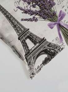 1 Stück Paris Eiffelturm & Lavendel Blume bedruckte Damen Schultertasche, große Kapazität Segeltuch Tasche, modische Lässig Umhängetasche für täglichen Gebrauch, Lebensmitteleinkäufe, Geschenke für Familie