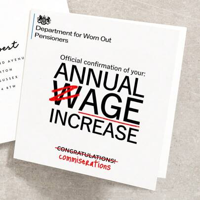 1/5 SZT., Zabawna kartka urodzinowa z okazji podwyżki płac, Starość, Dla niego, Dla niej, Mama i Tata, Strajk, Kartki urodzinowe na 40, 50, 60 i 70. urodziny, Niegrzeczne kartki dla taty z kopertą