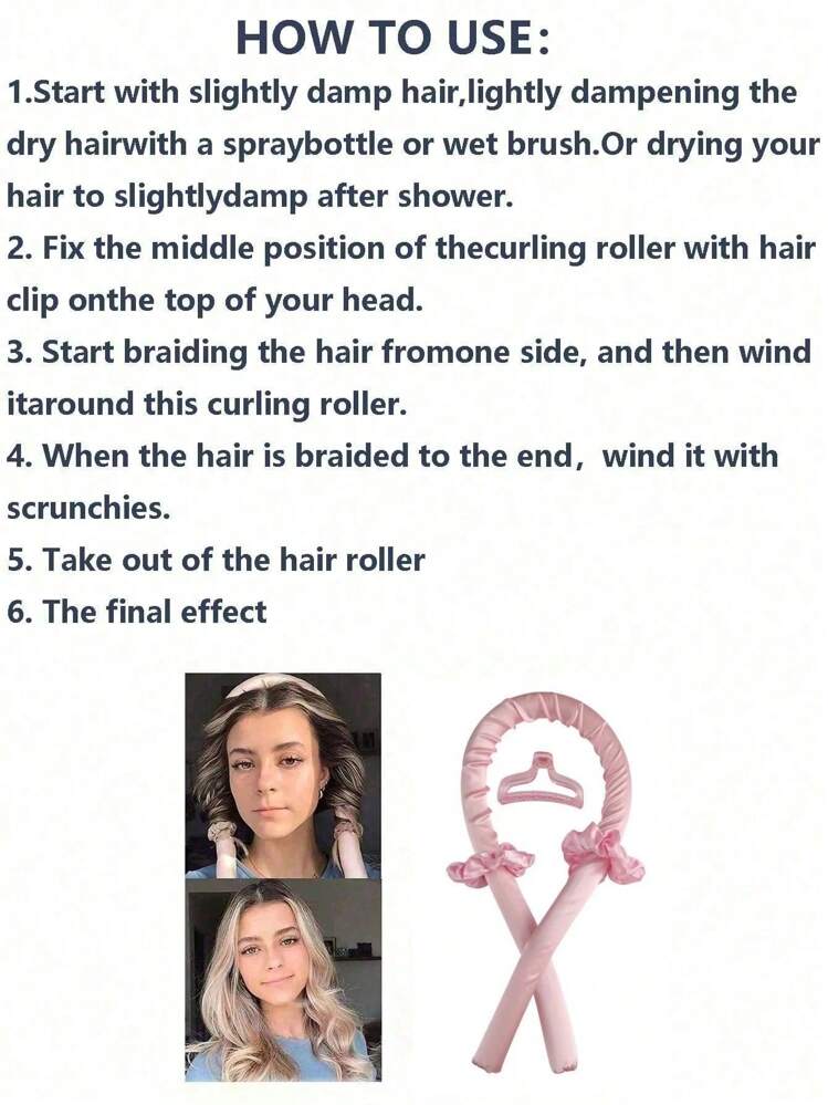 4 件女士卷发棒懒散睡眠泡沫海绵无热卷发棒，大波浪卷发棒，无热卷发棒懒散卷发棒，无热卷发器美发工具 - 彩色 - 查看 11