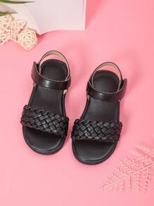 1 par de nuevos sandalias para bebé niña con cierres tejidos, zapatos con cierre de gancho y bucle, aptos para primavera/verano y ocasiones de fiesta