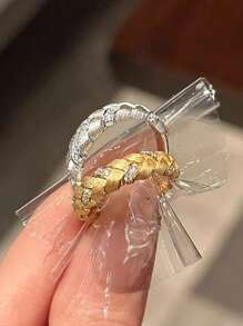 1 件 925 纯银拉丝扭纹钻石戒指简约优雅日常戒指，精致女士戒指，女士珠宝礼品，女士时尚配饰