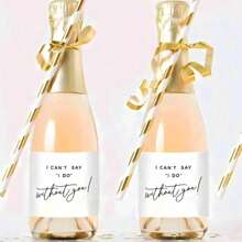 伴娘迷你香槟标签 10 套 伴娘求婚，我不能说没有你，你愿意做我的伴娘吗，询问新娘派对伴郎酒贴纸新娘部落标签