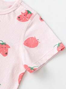 mini bala 年輕女孩柔軟透氣睡衣套裝，帶腹部保護的嬰兒睡衣 - 粉紅 - 查看 7