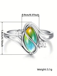 1 件时尚方晶锆石戒指，适合女士，情人节礼物，结婚周年派对珠宝，妈妈，母亲，母亲节，礼物 - 1# - 查看 6