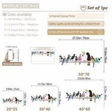 1 件，帆布挂画，带框装饰画，海报，墙壁艺术，迷人鸟类帆布艺术印刷品 - 笑翠鸟、鹦鹉和喜鹊，适用于家庭和办公室装饰 | 非常适合卧室、客厅、咖啡厅和酒吧、春季家居装饰