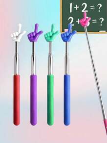1件/5件随机颜色伸缩双指辅助阅读棒，伸缩指尖教具，最长可达68厘米，材料教具，伸缩手指阅读棒，伸缩阅读棒，教具，教学鞭棒，教师教学棒，用于指导孩子阅读，写作，学习工具，学校用品，开学季，开学季 - 顏色隨機 - 查看 3