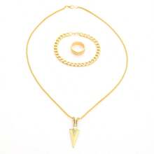 3pcs Punk Rock Hiphop Party Accessories Arrow Necklace, Bracelet And Ring Set For Men