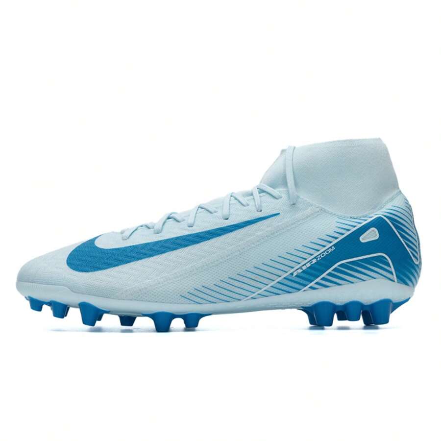 Nike 男士足球鞋，冰川蓝 AG 鞋钉，ZM SUPERFLY 10 ACADEMY AG 足球鞋，适用于比赛和训练，FQ8329-400 - 冰川藍/黑 - 查看 1