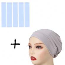 6pcs/Set = (1pc Inner Hijab + 5pcs Hijab Tape) Non-Slip Invisible Adhesive Tapes And Muslim Underscarf Cap Set - Multicolor - View 21