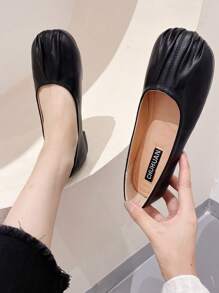 Mocasines planos para mujeres de tallas grandes 41-43, fáciles de poner, sin arrugas, zapatos versátiles tipo abuela, adecuados para mujeres embarazadas - Negro - Ver 7