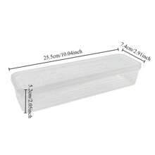 PE Material Long Plastic Fresh-Keeping Vegetable Storage Containers - Sealed Refrigerator Organizer Boxes For Cilantro, Green Onions, Mint - Kitchen Organization Without Battery - White - View 3