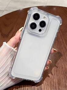 1 pieza Funda de teléfono transparente con borde completo antideslizante y antigolpes, compatible con iPhone 11/12/13/14/15/16 Pro Max