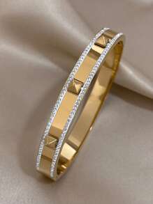 1 Pc Elegant Studded Bangle Bracelets For Women Teen Girls Stainless Steel Cuff Bracelet Daily Party Jewelry Gifts