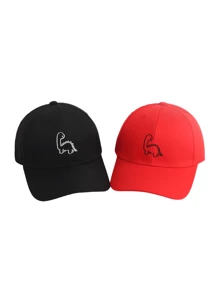 2 件恐龙刺绣可调节男女通用棒球帽，适合情侣休闲日常旅行户外运动棒球帽，适合骑自行车、观光、旅行、街头服饰、派对 - 大恐龍棒球帽 - 查看 12