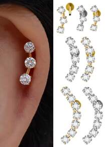 1PC Three/Five/Seven Stainless Steel Zirconia Ear Tragus Cartilage Piercing Internal Thread Cz Daith Lip Piercing Body Jewelry