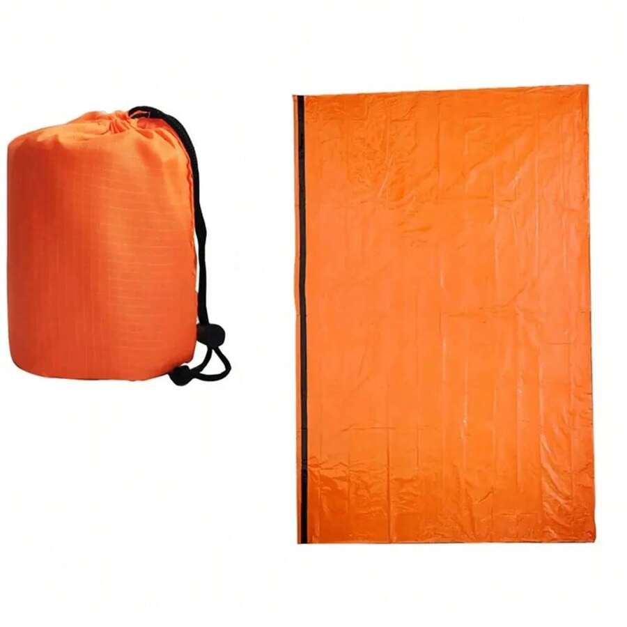 Saco de Dormir de Emergencia Ultra Impermeable Mantas de Mylar Ligero Saco de Dormir de Supervivencia Mantiene Caliente para Camping y Senderismo - Naranja - Ver 1