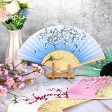 4 piezas Abanico de mano plegable, abanico de mano de material de seda para fiesta, boda, regalo, decoración de pared