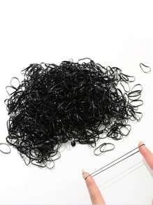 2500 件/瓶黑色发带、无损一次性马尾辫夹、卷发器、无热卷发器、卷发器、理发沙龙美容旅行必需品的美发产品和配件 - 黑色 - 查看 5