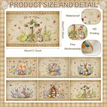 6 piese retro Paște Happy Meal Mat primăvară Paște masă Mat retro decor masă iepure pui ou de Paște cruce sezonieră sărbătoare masă mat potrivit pentru decorarea bucătăriei și restaurantului - Animale retro - Vizualizare 7