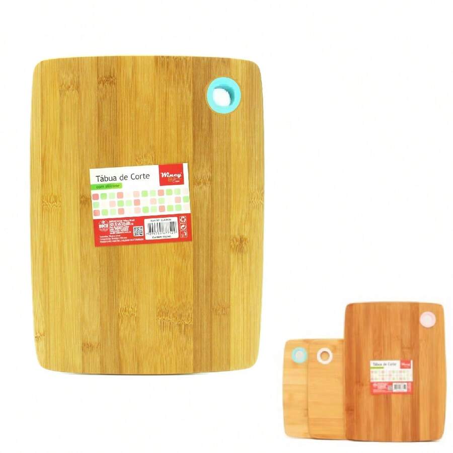 10 Tábuas de Corte Em Bambu Carnes Legumes Cozinha 28cm