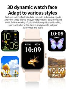 Reloj inteligente (responder llamadas/marcar) para hombres y mujeres, pulsera inteligente con pantalla HD de 1,85 pulgadas, podómetro de seguimiento de actividad física, recordatorio de mensajes, despertador, recordatorio de período para mujeres, búsqueda de teléfono, compatible con teléfonos Android e IOS