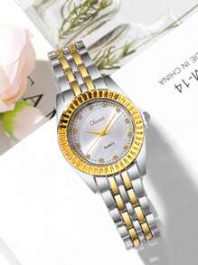 Chance 2 件时尚商务石英女士手表，搭配蝴蝶结和钻石首饰手链套装，适合节日、派对、婚礼和日常佩戴，是送给女性的最佳礼物。 - 金色 - 查看 5