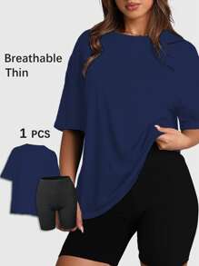 Speed mate [Spring/Summer] Women's 4-Way Stretch Yoga Set | High Waist Shorts & Crop Top | Gym To Street Athletic Wear - Navy Blue - View 1