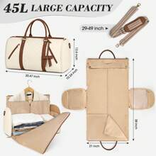 Garment Bags For Travel Women Leather Convertible Garment Duffle Bag With Shoe Pouch,Large Carry On Garment Bag Dress Suit Business Travel Bags Beige - Multicolor - View 6