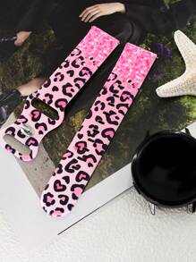 1PC Glitter Pink Leopard Printed Silicone Bracelet Watch Strap Compatible With Samsung Galaxy Watch4/Watch4 Classic/Watch5/Watch5 Pro/Watch6/Watch6 Classic/Watch7 Watch Bands