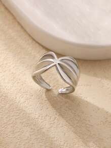 1 pieza Anillo de acero inoxidable con diseño de lazo para mujer, anillo dorado con lazo para uso diario, regalo de joyería