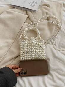 New Fashion Mini Round Ring Beaded Hand Carry Crossbody Bag Cellphone Pouch - Square - View 11