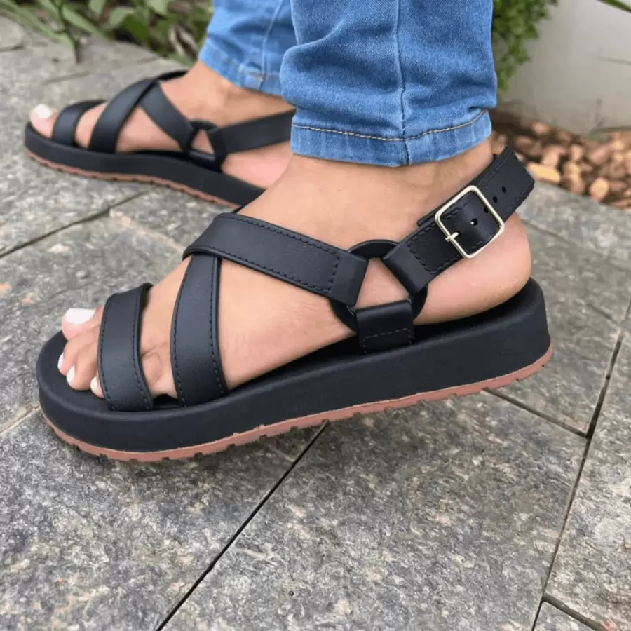 Dunas Women's Papete Sandal - Black - View 1
