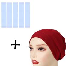 6pcs/Set = (1pc Inner Hijab + 5pcs Hijab Tape) Non-Slip Invisible Adhesive Tapes And Muslim Underscarf Cap Set - Multicolor - View 14