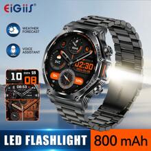 EIGIIS Reloj inteligente para hombres con batería grande de 800mAh, linterna LED potente, resistente al agua 3ATM, construcción duradera, pantalla HD de 1.8", seguimiento de actividad física, monitoreo del sueño, función de llamada, compatible con iOS y Android - Multicolor - Ver 3