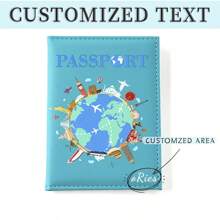 Capa Personalizada de Mapa Cartoon Impresso em Cores, Proteção de Passaporte, Porta-Documentos Multifuncional, Porta-Passagem Aérea, Capa de Passaporte e Tag de Bagagem, Presentes de Festa de Casamento