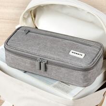 WEMATE 大号铅笔袋，大容量铅笔袋文具笔袋，大容量收纳袋，收纳盒，记号笔盒，男女通用，返校，学校用品 - 淺灰色 - 查看 7