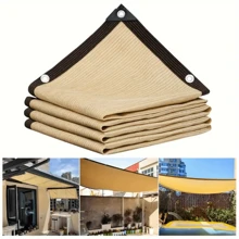 1 Stück atmungsaktives Sonnenschutznetz, 1 Stück hochdichtes atmungsaktives Sonnenschutznetz - Kunststoff-Außenbeschattungsstoff für Terrasse, Picknick, Carport, Garten, Balkon und Korridor-Kühlüberdachung - Beige - Übersicht 4