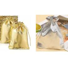 10/20 件黄金礼品袋珠宝袋金色礼品袋带抽绳金属黄金珠宝袋金色糖果礼品袋用于婚礼生日糖果袋 - 彩色 - 查看 16