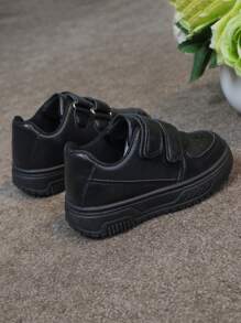 1 Pair Infant/Toddler Versatile New Soft Bottom Fashion Casual Thick Sole Sneakers, Suitable For Outdoor, School, Party, Vacation, All Seasons - Black - View 4
