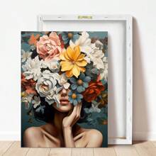 1pc, Canvas Hanging Painting, Framed Decorative Painting, Poster, Wall Art, Floral Canvas Wall Art Print, Modern Abstract Floral Oil Painting Feminine Poster For Home Decor, Spring Home Decorations Gifts Birthday Graduation