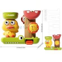 Juego de agua interactivo con patos de colores y amigos - Juguete de baño con ventosa, función de rociar y girar en naranja/verde/amarillo - Hecho de resina ABS para diversión de los talla grande pequeños, juguetes para la bañera