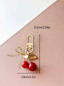 时尚高品质可爱樱桃金蝴蝶包饰 - 樱桃钥匙扣配心形夹 时尚背包吊坠装饰、钥匙扣、包饰、耳机吊坠、汽车吊饰、装饰吊饰、樱桃钥匙扣、包袋配件、带包夹、闪亮树脂和金属配件，适用于女士钱包和包袋、背包配件 - 彩色 - 查看 10