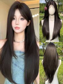 1 Stück hitzefeste Synthetikperücke, Perücke mit gesplitteten Enden, geeignet für tägliche Partys oder Festivals, flauschig natürlich und realistisch. (Zubehör nicht enthalten)