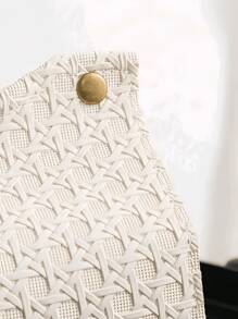 1 件纯色编织图案压花面巾架套装，厚复合面料桌面立式纸巾架，适用于办公室、餐厅、酒吧、客厅或卧室 - 彩色 - 查看 5