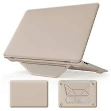 Bao da PU phong cách doanh nhân, Vỏ cứng PC với da PU, Chân đế ẩn, Chống sốc, Tản nhiệt, Thiết kế nhẹ, Đáy chống trượt, Tương thích với Air 15, Air 13, Air 13.6, Pro 13, Pro 14, Pro 16 - Vàng - Xem 17