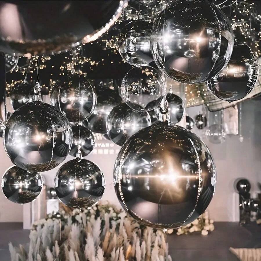 3 个 32 英寸大型 4D 铝箔气球，适用于节日装饰、周年纪念装饰、生日装饰、时尚派对装饰，[32icnh] - 彩色 - 查看 1