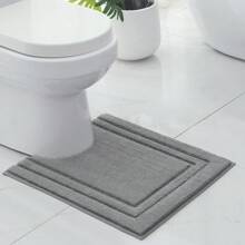 1pc/3pcs Soft Flocked Flocked Absorbent Anti-Slip Bath Mat Set, Washable Bedroom, Living Room, Bathroom Carpet Rug, All Seasons Decor - Grey - View 14