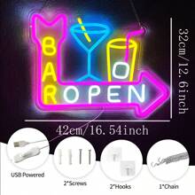 Open Neon Sign, Open LED Neon Light For Wall Decoration, USB Powered Bar Neon Night Light, Open Commercial Lighting Sign, Suitable For Bars, Pubs, Cafes, Shops, Parties, Clubs, Business Decoration,USB Power Supply Can Be Reused, Comes With Accessories, And Is Easy To Install.
